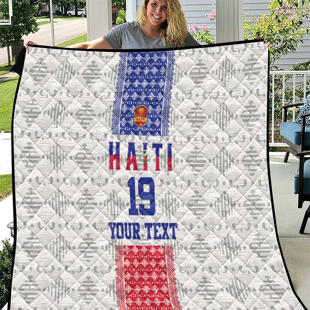 Custom Haiti Football Quilt National Flag Design - Wonder Print Shop