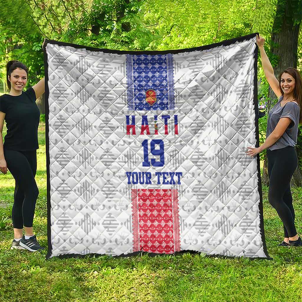 Custom Haiti Football Quilt National Flag Design - Wonder Print Shop