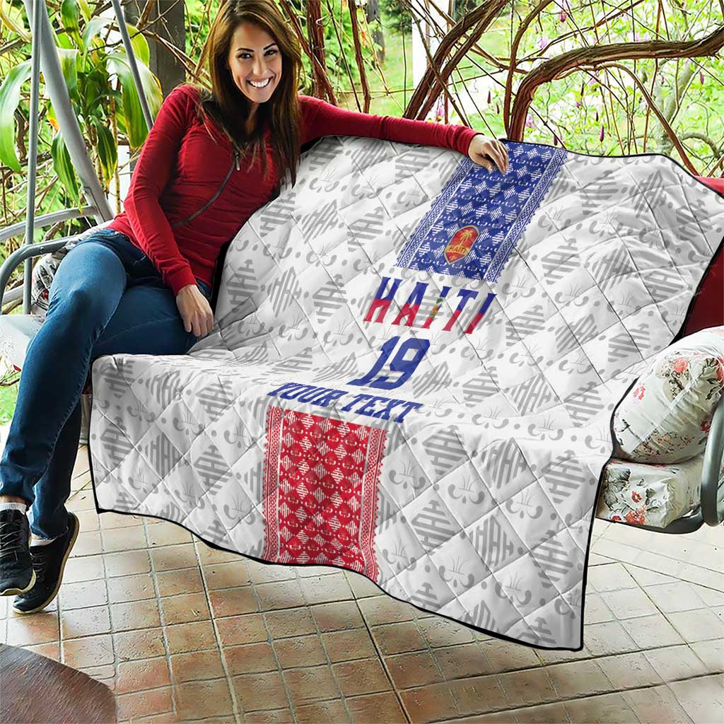 Custom Haiti Football Quilt National Flag Design - Wonder Print Shop