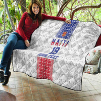 Custom Haiti Football Quilt National Flag Design - Wonder Print Shop