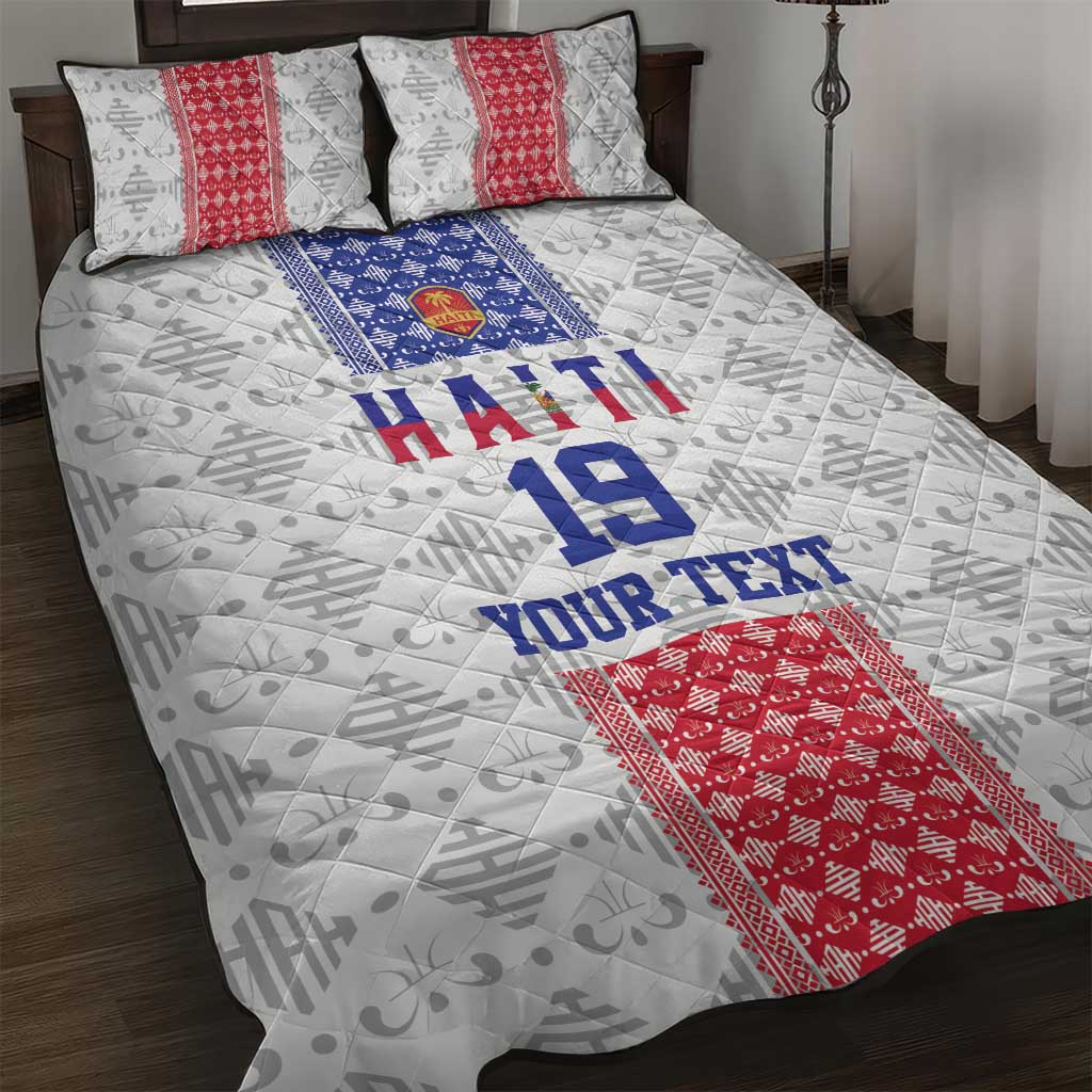 Custom Haiti Football Quilt Bed Set National Flag Design - Wonder Print Shop