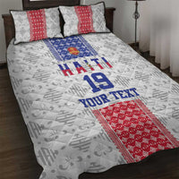 Custom Haiti Football Quilt Bed Set National Flag Design - Wonder Print Shop