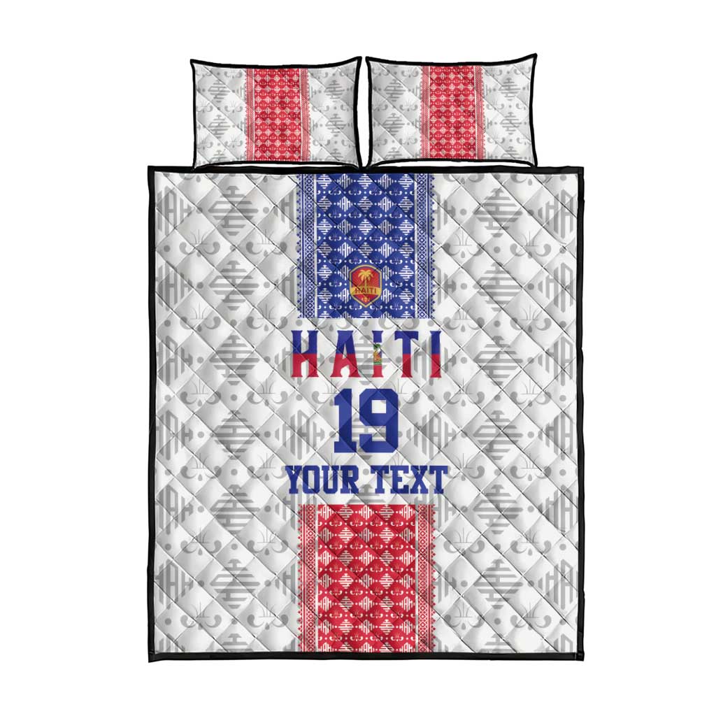 Custom Haiti Football Quilt Bed Set National Flag Design - Wonder Print Shop