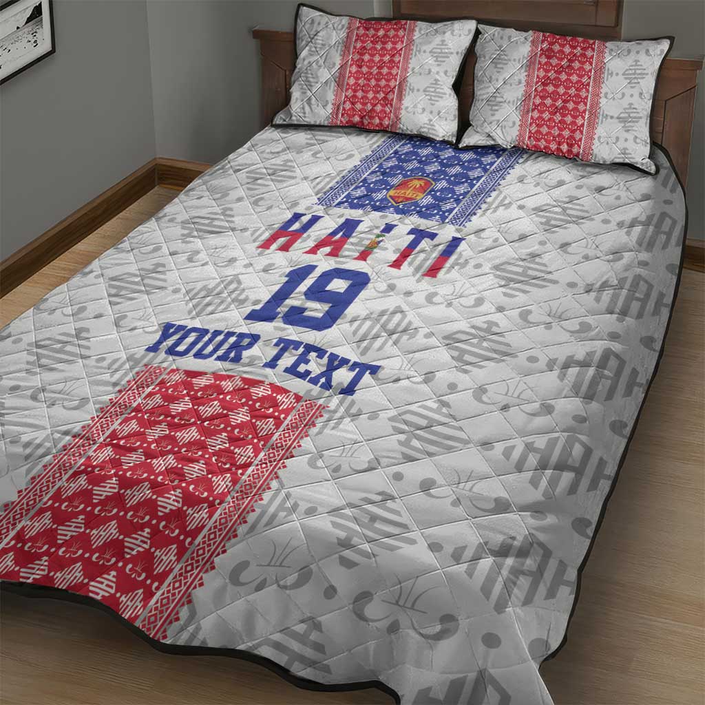Custom Haiti Football Quilt Bed Set National Flag Design - Wonder Print Shop