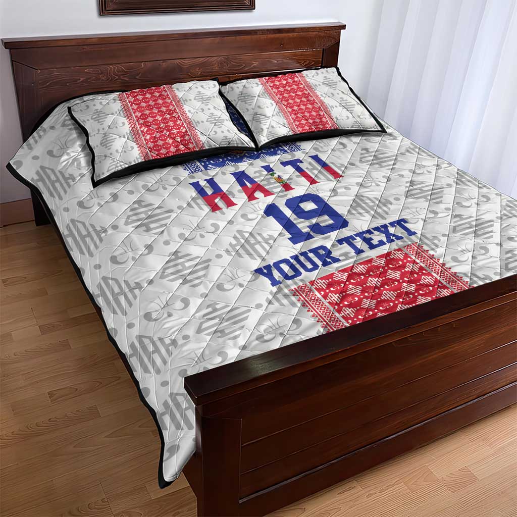 Custom Haiti Football Quilt Bed Set National Flag Design - Wonder Print Shop