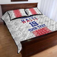 Custom Haiti Football Quilt Bed Set National Flag Design - Wonder Print Shop