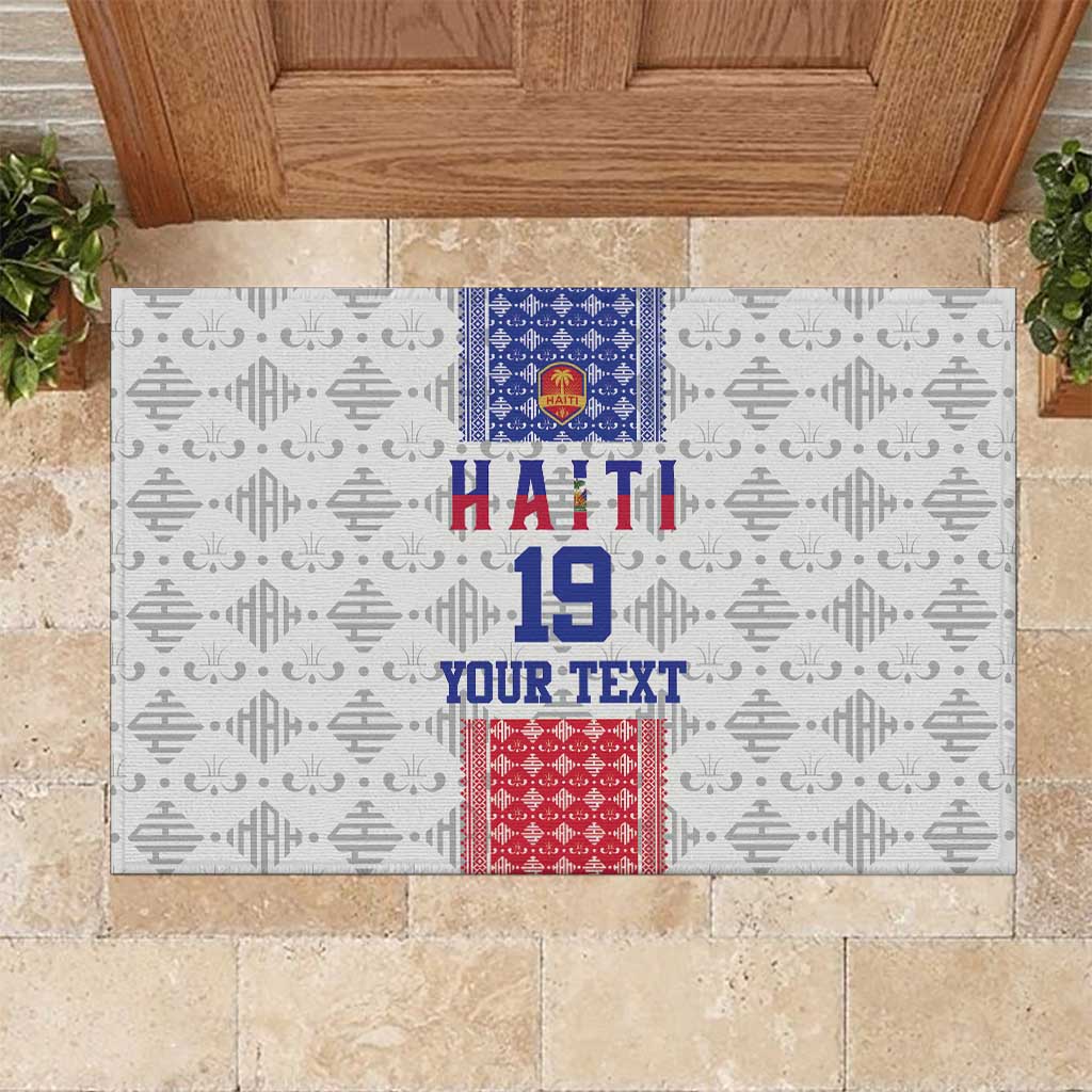Custom Haiti Football Rubber Doormat National Flag Design - Wonder Print Shop