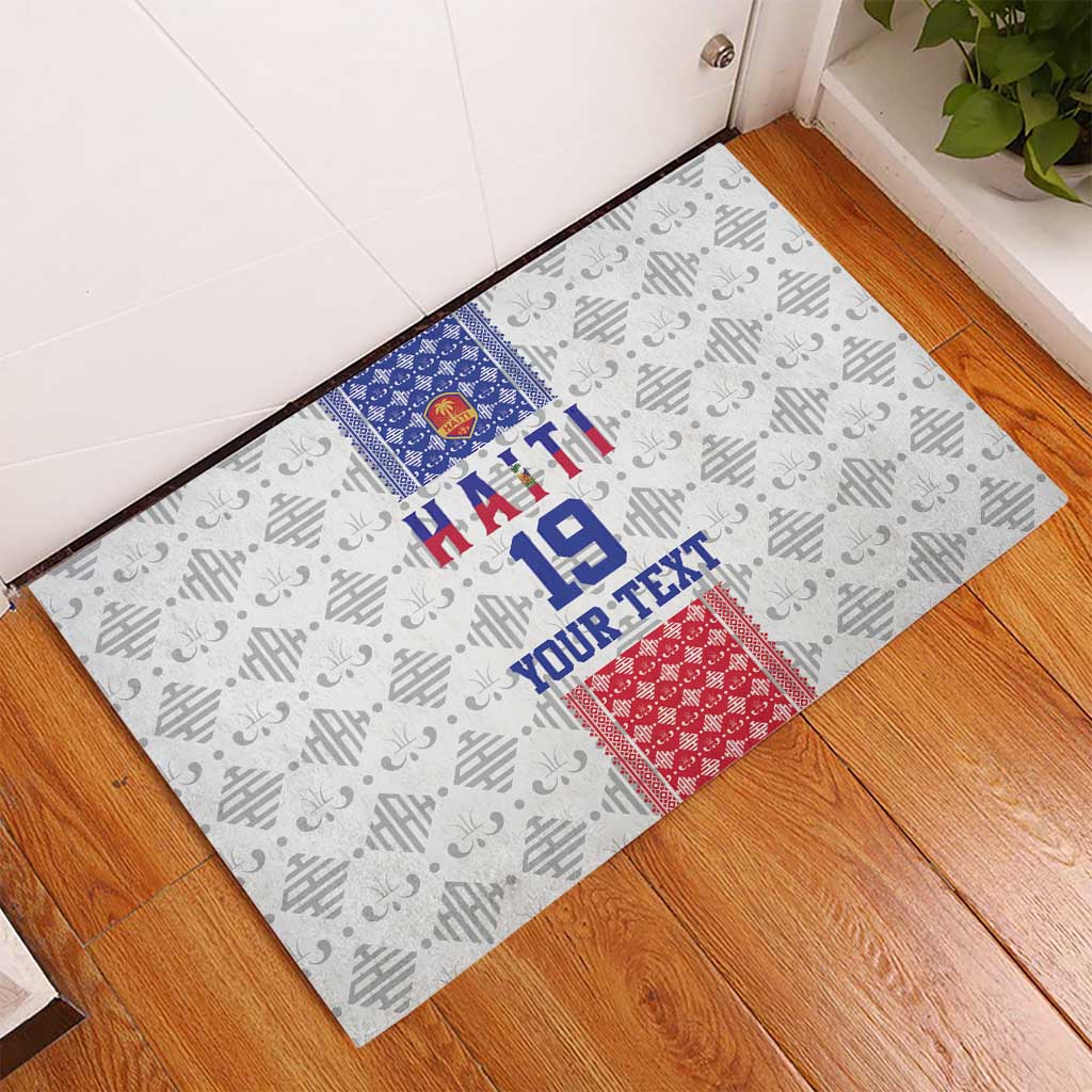 Custom Haiti Football Rubber Doormat National Flag Design - Wonder Print Shop