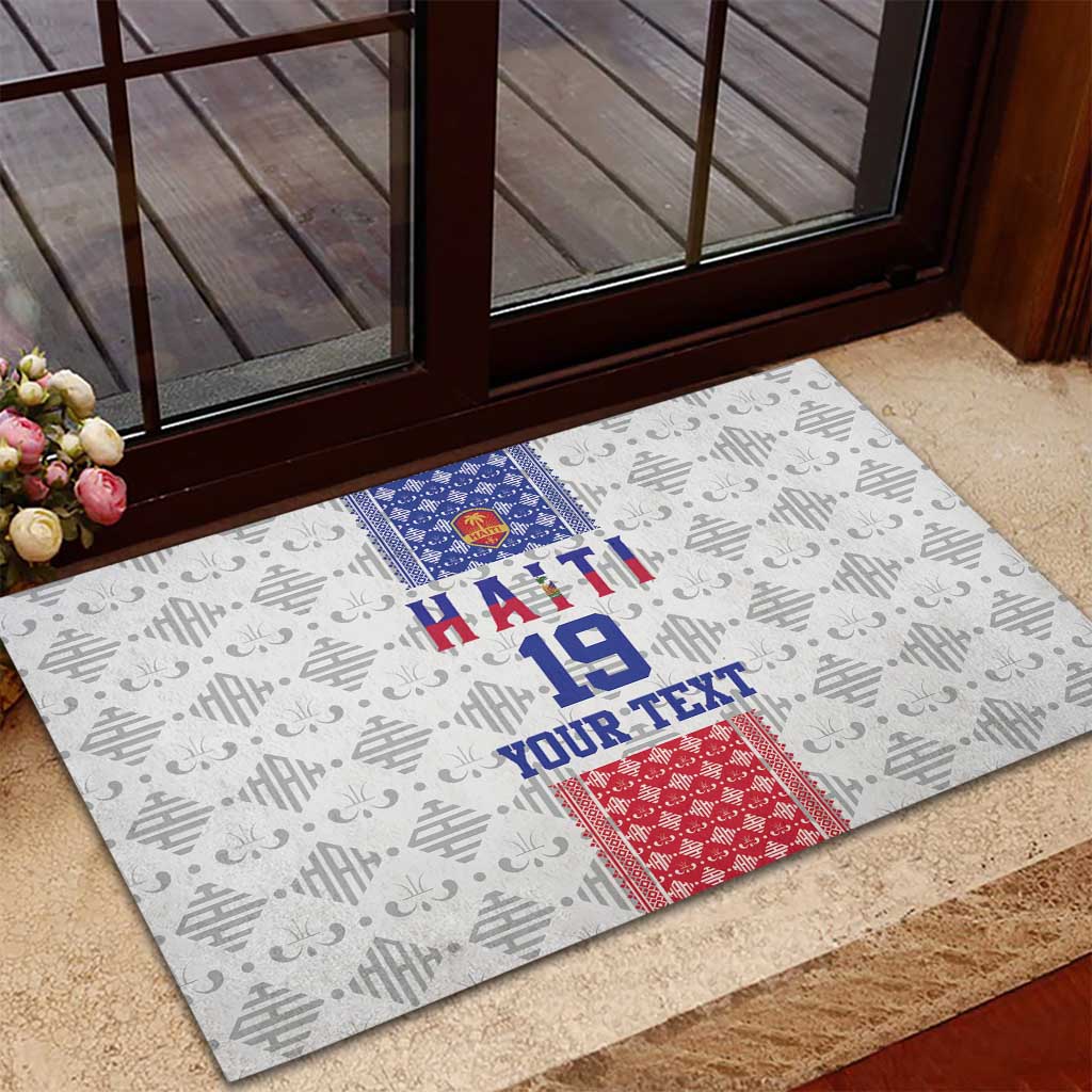 Custom Haiti Football Rubber Doormat National Flag Design - Wonder Print Shop