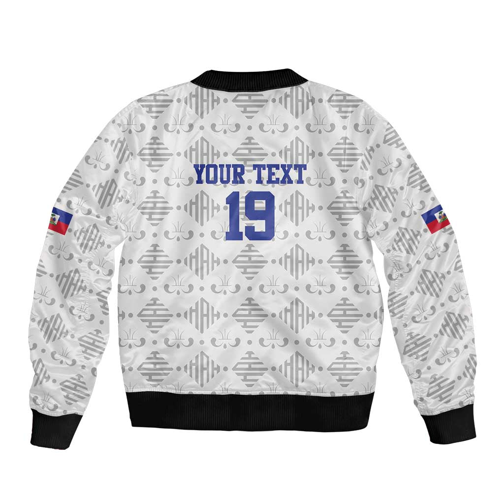 Custom Haiti Football Sleeve Zip Bomber Jacket National Flag Design - Wonder Print Shop