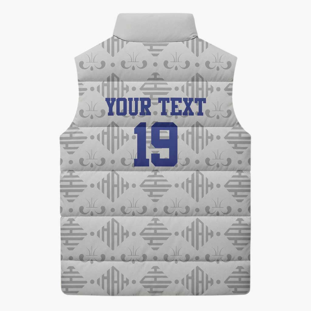 Custom Haiti Football Sleeveless Puffer Jacket National Flag Design - Wonder Print Shop