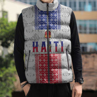 Custom Haiti Football Sleeveless Puffer Jacket National Flag Design - Wonder Print Shop