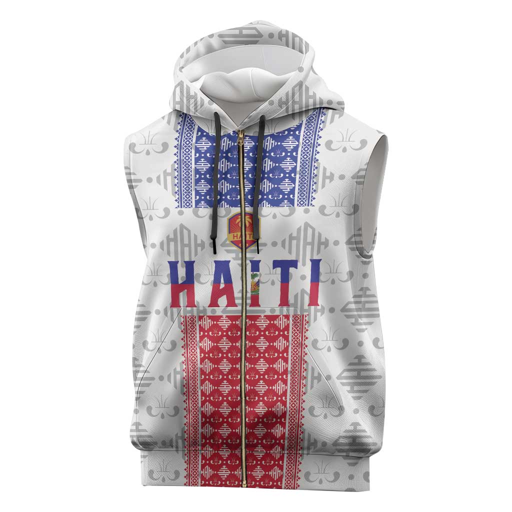 Custom Haiti Football Sleeveless Zip Hoodie National Flag Design - Wonder Print Shop