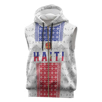 Custom Haiti Football Sleeveless Zip Hoodie National Flag Design - Wonder Print Shop
