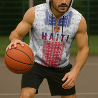 Custom Haiti Football Sleeveless Zip Hoodie National Flag Design - Wonder Print Shop