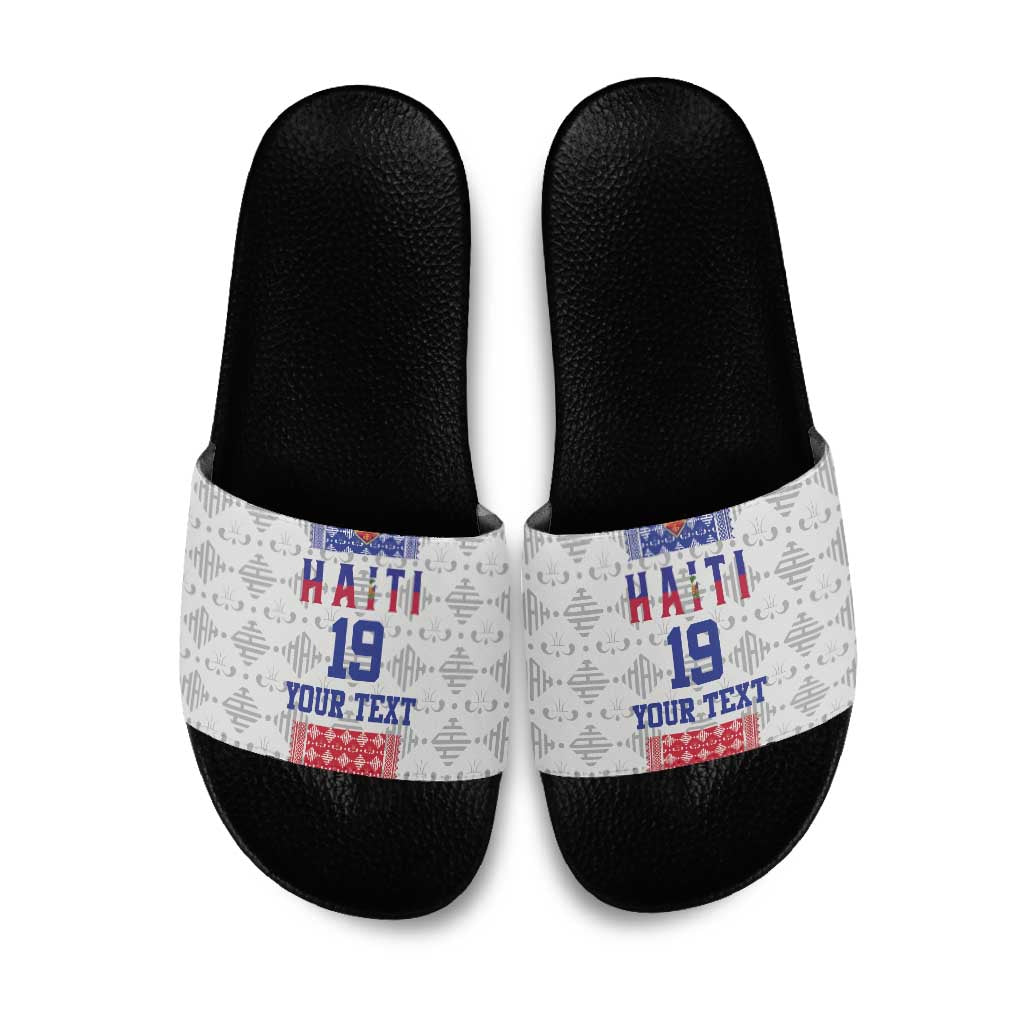 Custom Haiti Football Slide Sandals National Flag Design - Wonder Print Shop
