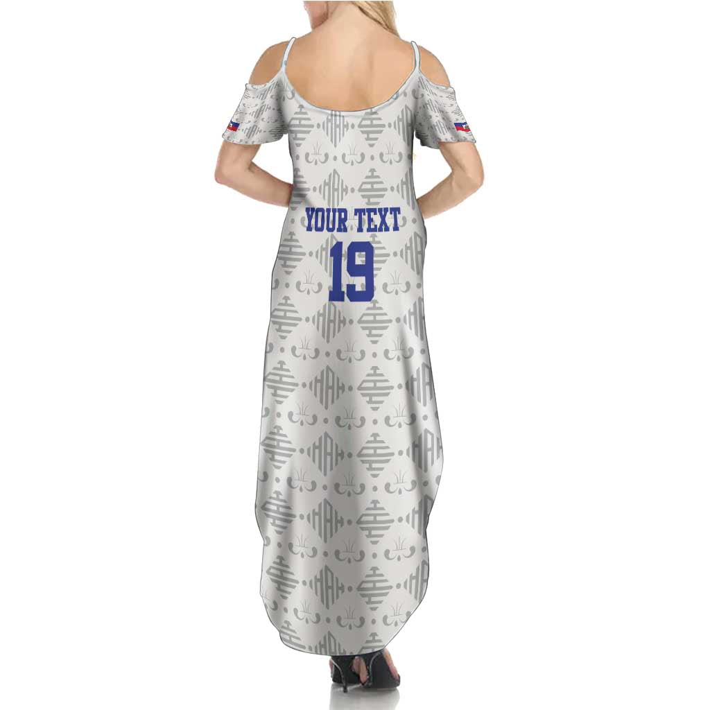 Custom Haiti Football Summer Maxi Dress National Flag Design - Wonder Print Shop