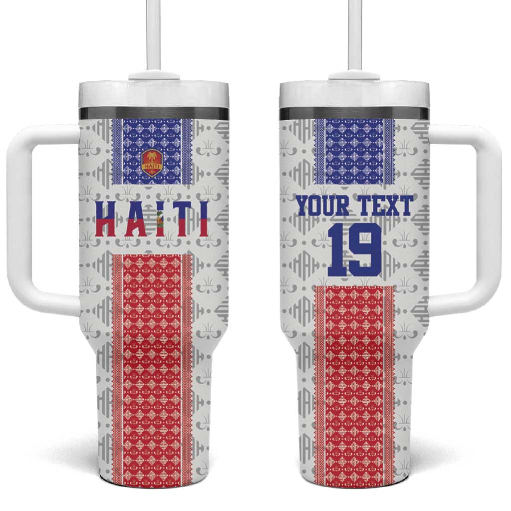 Custom Haiti Football Tumbler With Handle National Flag Design - Wonder Print Shop
