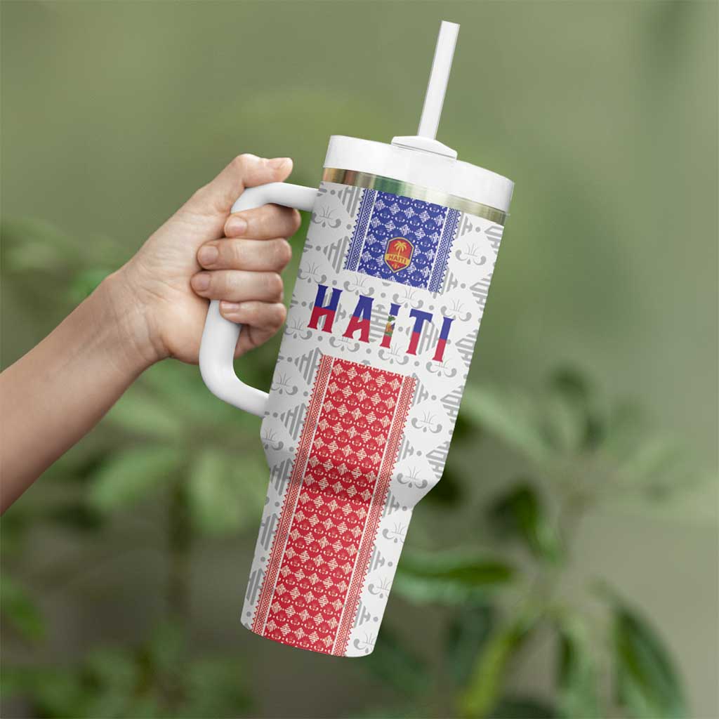 Custom Haiti Football Tumbler With Handle National Flag Design - Wonder Print Shop