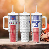 Custom Haiti Football Tumbler With Handle National Flag Design - Wonder Print Shop