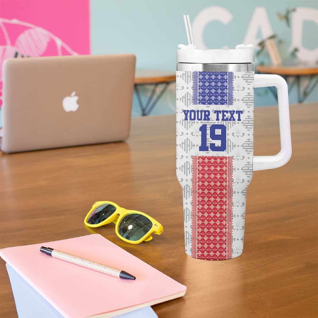 Custom Haiti Football Tumbler With Handle National Flag Design - Wonder Print Shop