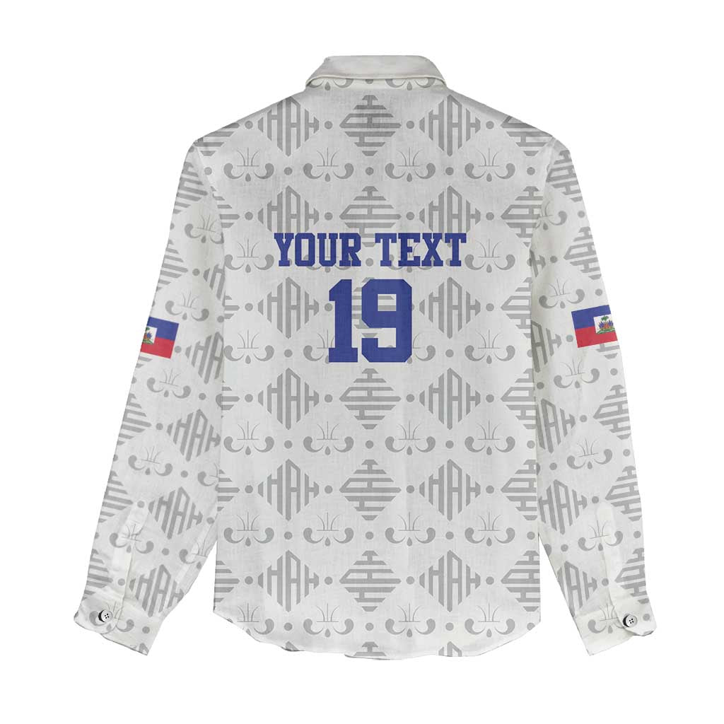 Custom Haiti Football Women Casual Shirt National Flag Design - Wonder Print Shop