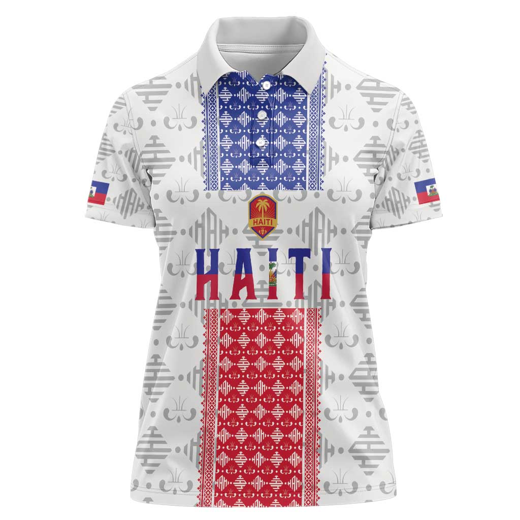 Custom Haiti Football Women Polo Shirt National Flag Design - Wonder Print Shop