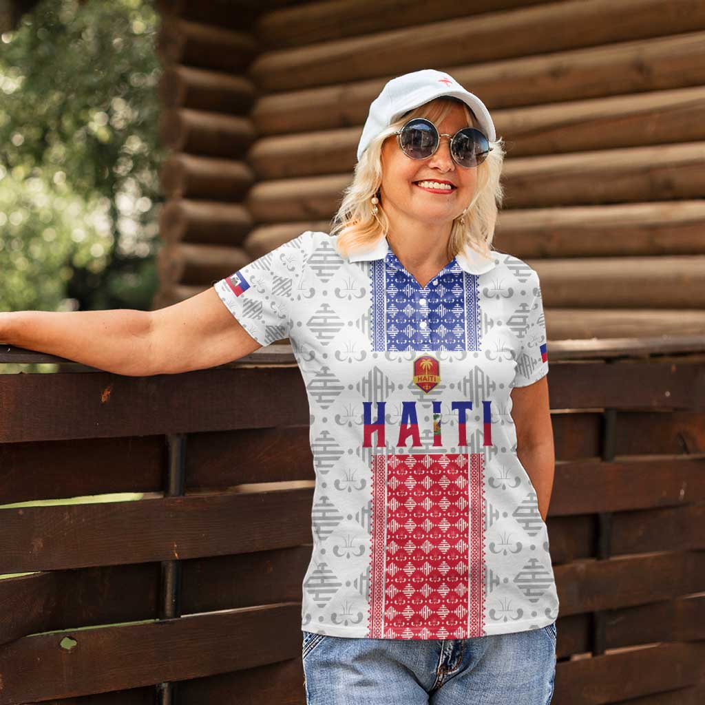 Custom Haiti Football Women Polo Shirt National Flag Design - Wonder Print Shop
