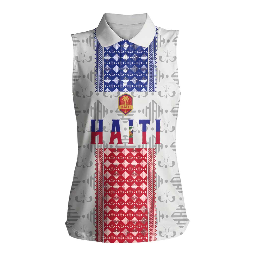 Custom Haiti Football Women Sleeveless Polo Shirt National Flag Design - Wonder Print Shop