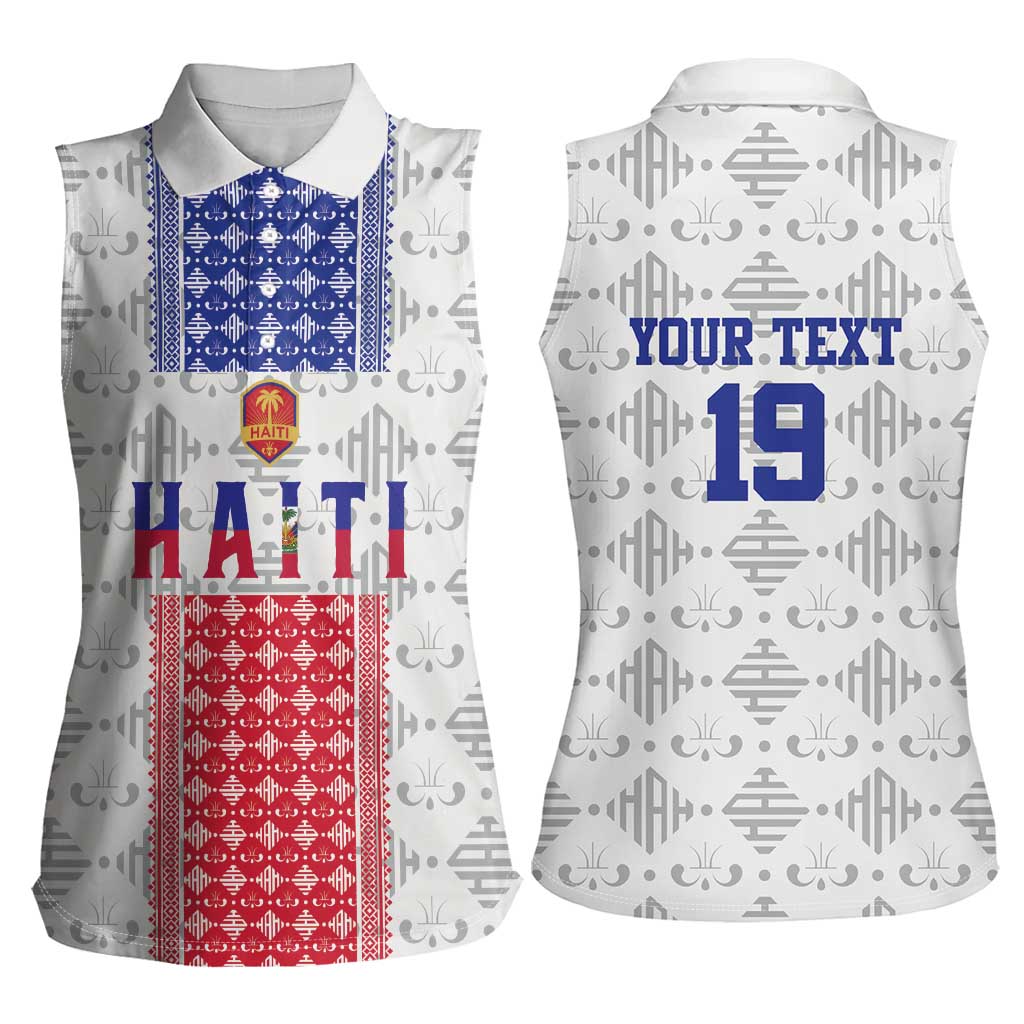 Custom Haiti Football Women Sleeveless Polo Shirt National Flag Design - Wonder Print Shop