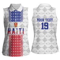 Custom Haiti Football Women Sleeveless Polo Shirt National Flag Design - Wonder Print Shop
