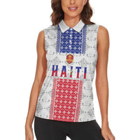 Custom Haiti Football Women Sleeveless Polo Shirt National Flag Design - Wonder Print Shop