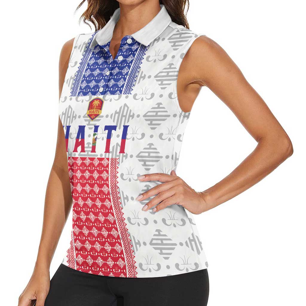 Custom Haiti Football Women Sleeveless Polo Shirt National Flag Design - Wonder Print Shop