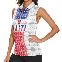 Custom Haiti Football Women Sleeveless Polo Shirt National Flag Design - Wonder Print Shop