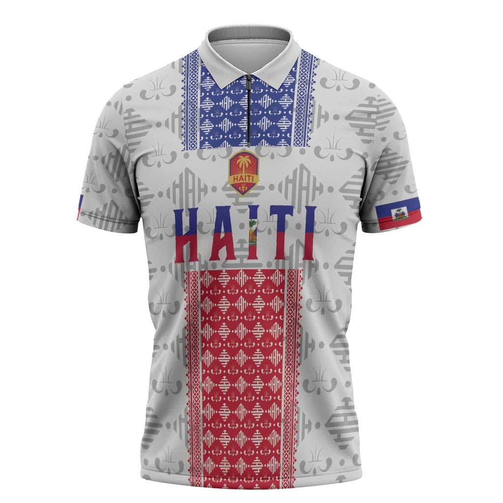 Custom Haiti Football Zipper Polo Shirt National Flag Design - Wonder Print Shop
