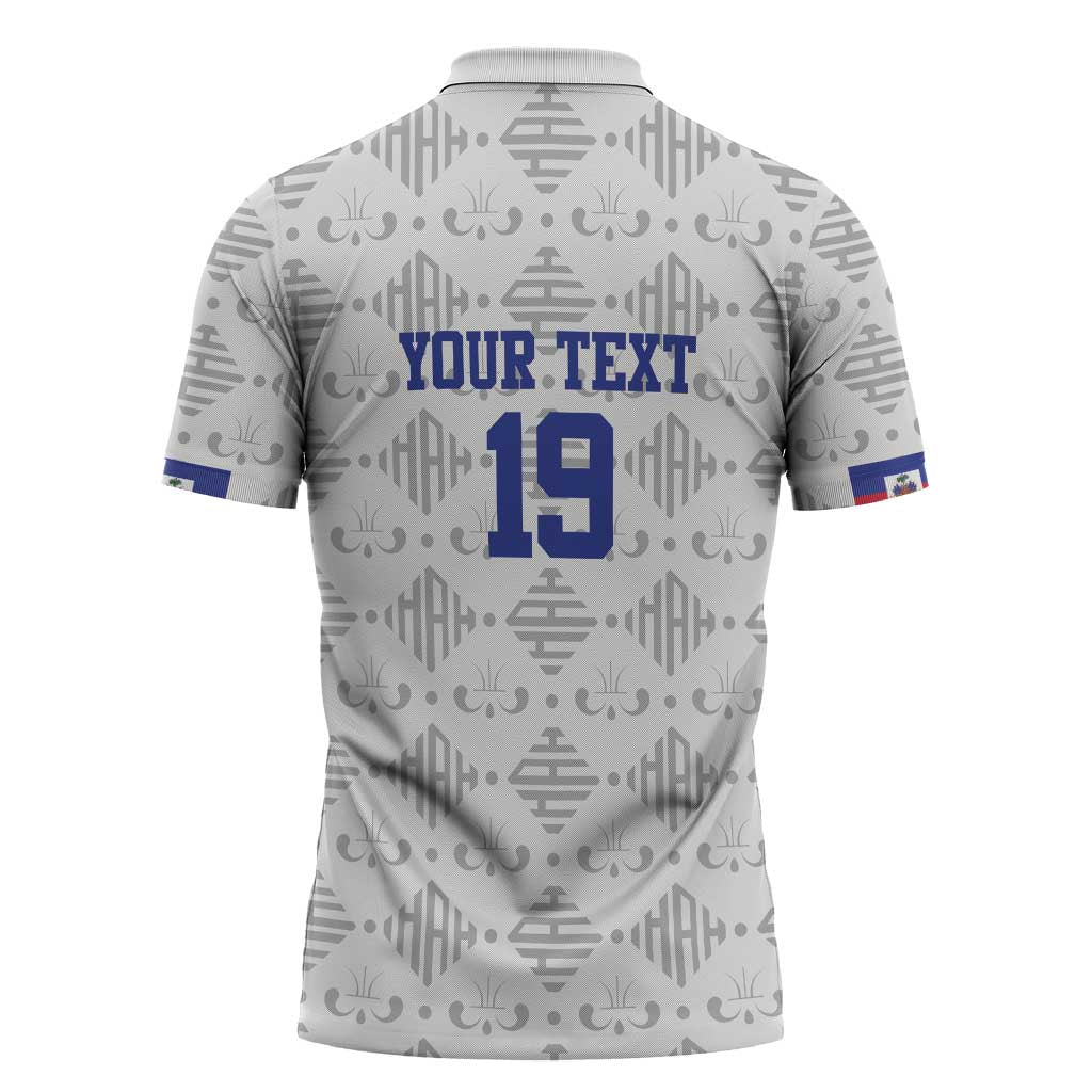 Custom Haiti Football Zipper Polo Shirt National Flag Design - Wonder Print Shop