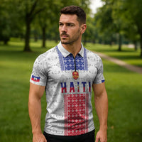 Custom Haiti Football Zipper Polo Shirt National Flag Design - Wonder Print Shop