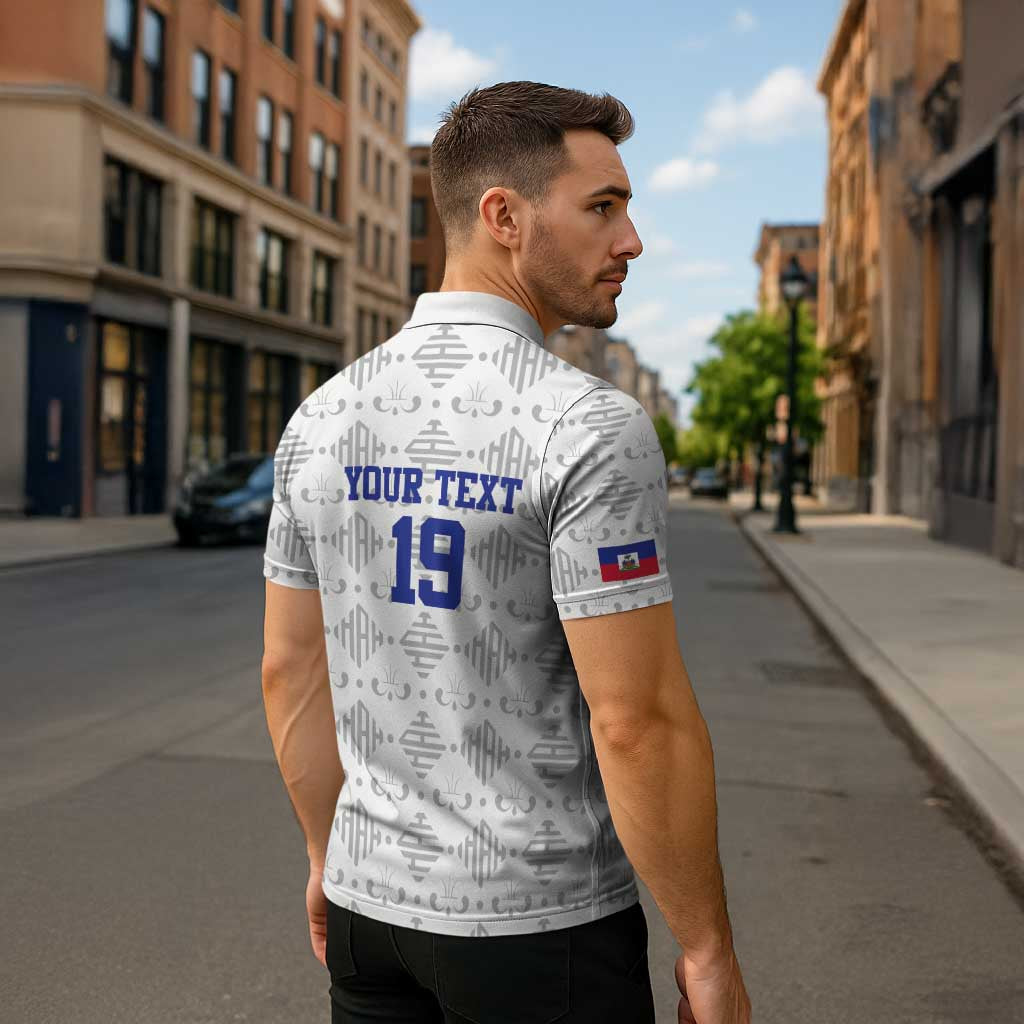 Custom Haiti Football Zipper Polo Shirt National Flag Design - Wonder Print Shop