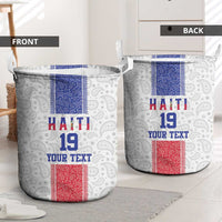 Custom Haiti Football Laundry Basket Paisley Flag Pattern Design - Wonder Print Shop