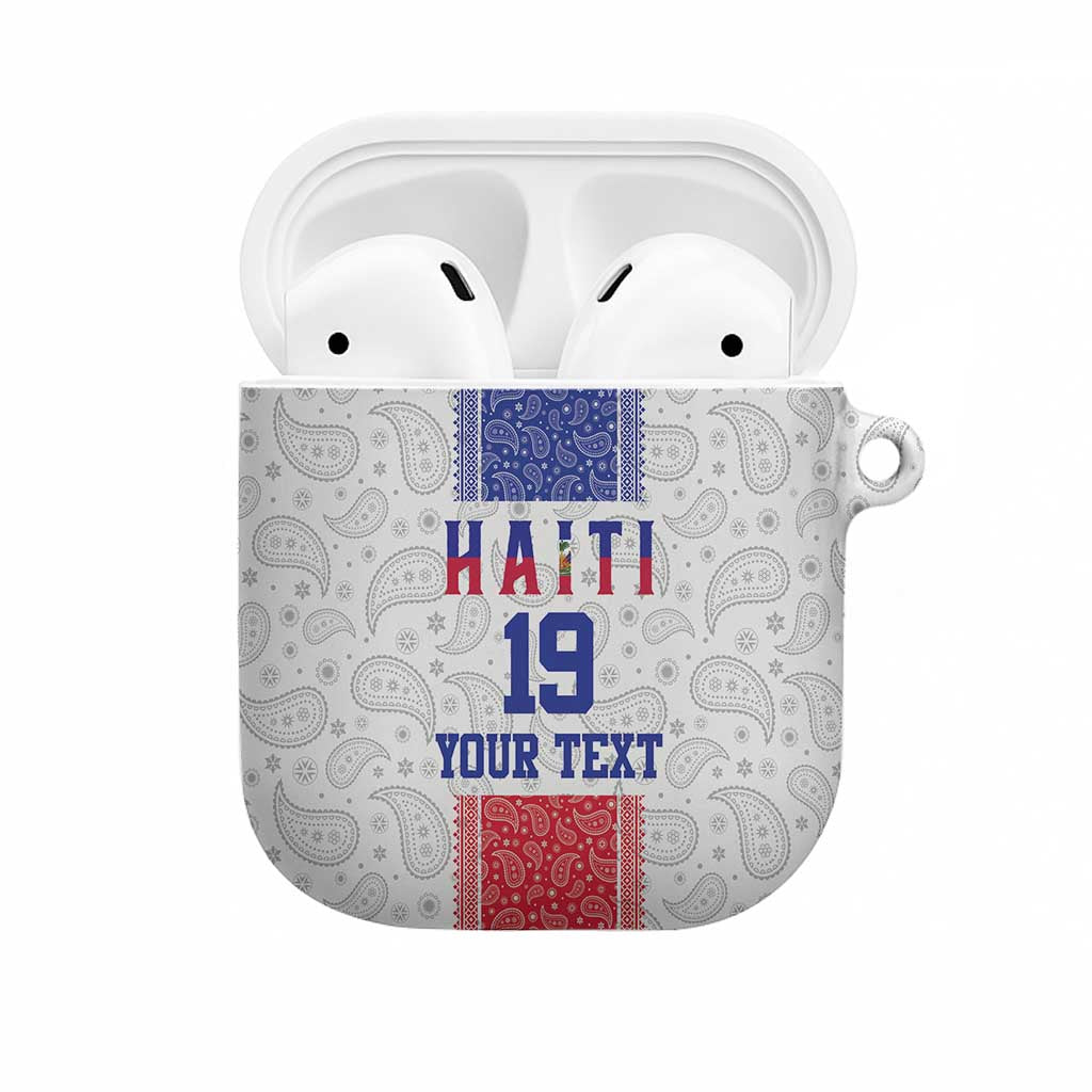 Custom Haiti Football AirPods Case Paisley Flag Pattern Design - Wonder Print Shop