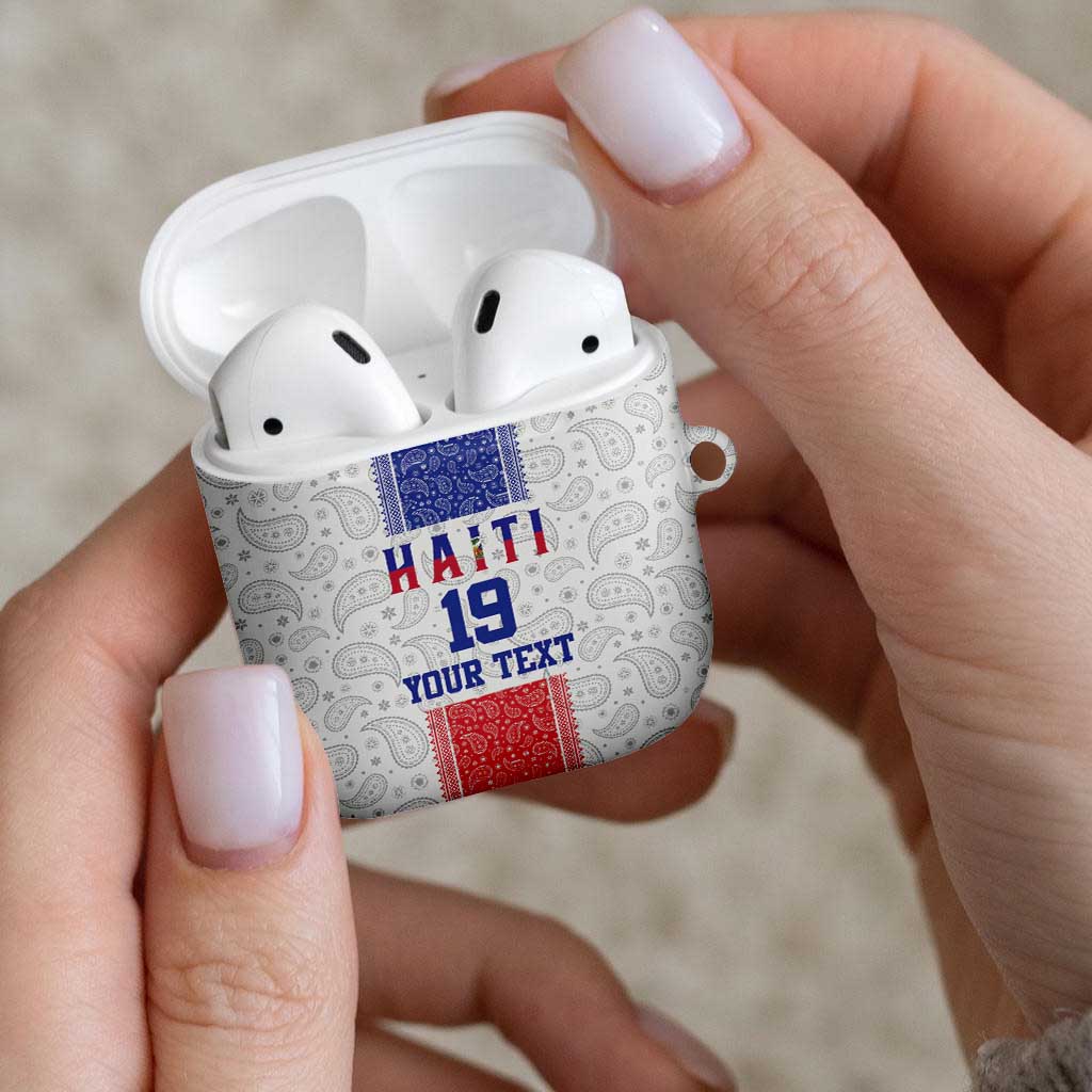 Custom Haiti Football AirPods Case Paisley Flag Pattern Design - Wonder Print Shop
