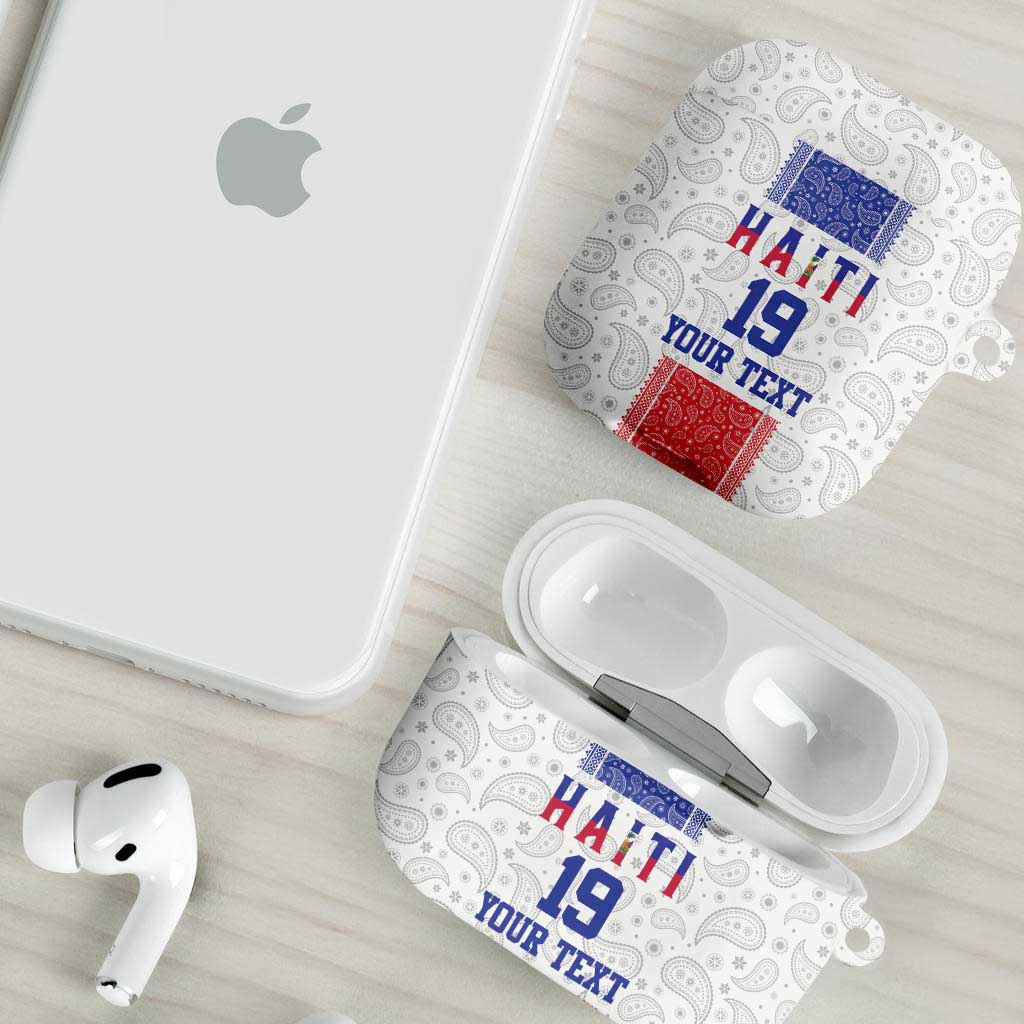 Custom Haiti Football AirPods Case Paisley Flag Pattern Design - Wonder Print Shop
