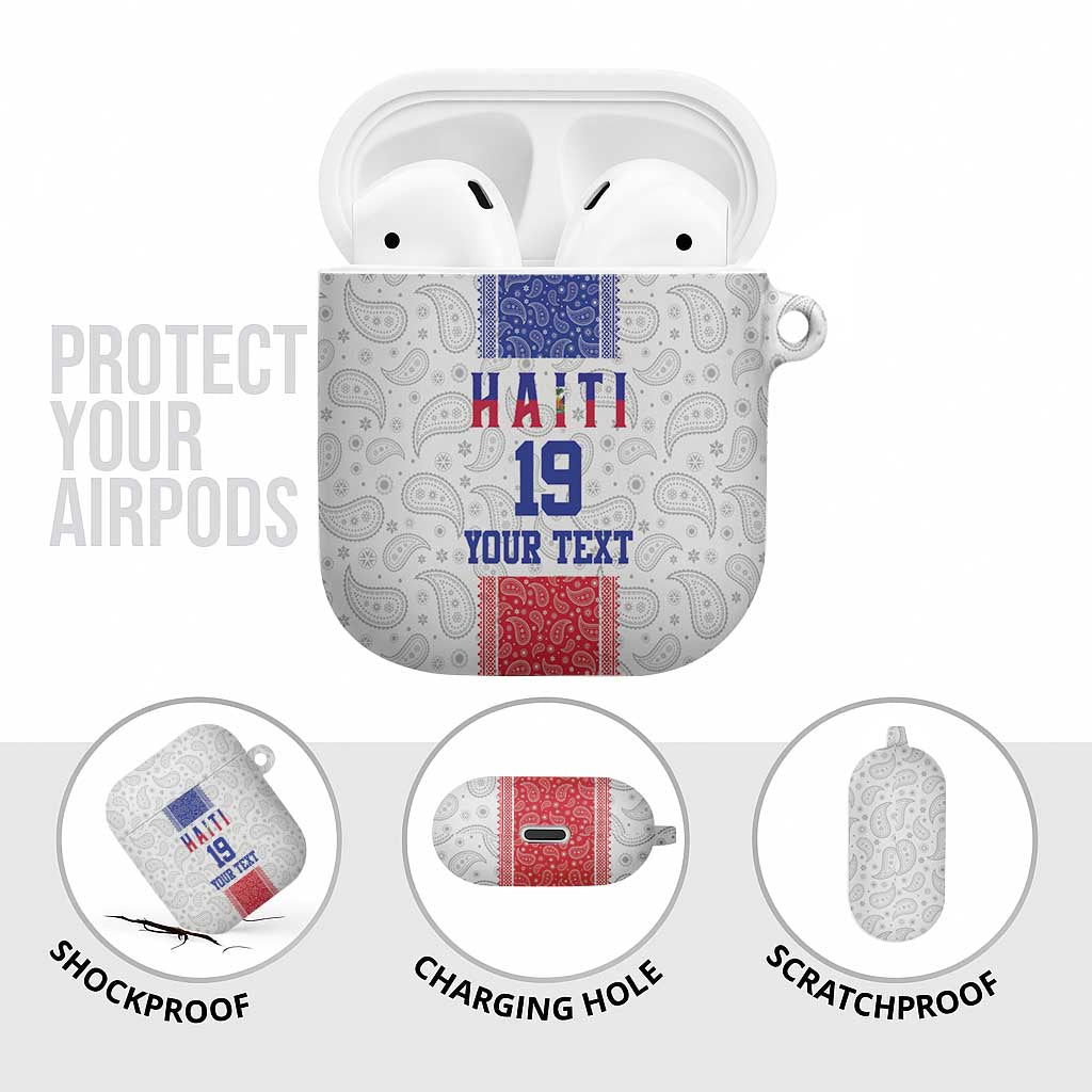 Custom Haiti Football AirPods Case Paisley Flag Pattern Design - Wonder Print Shop