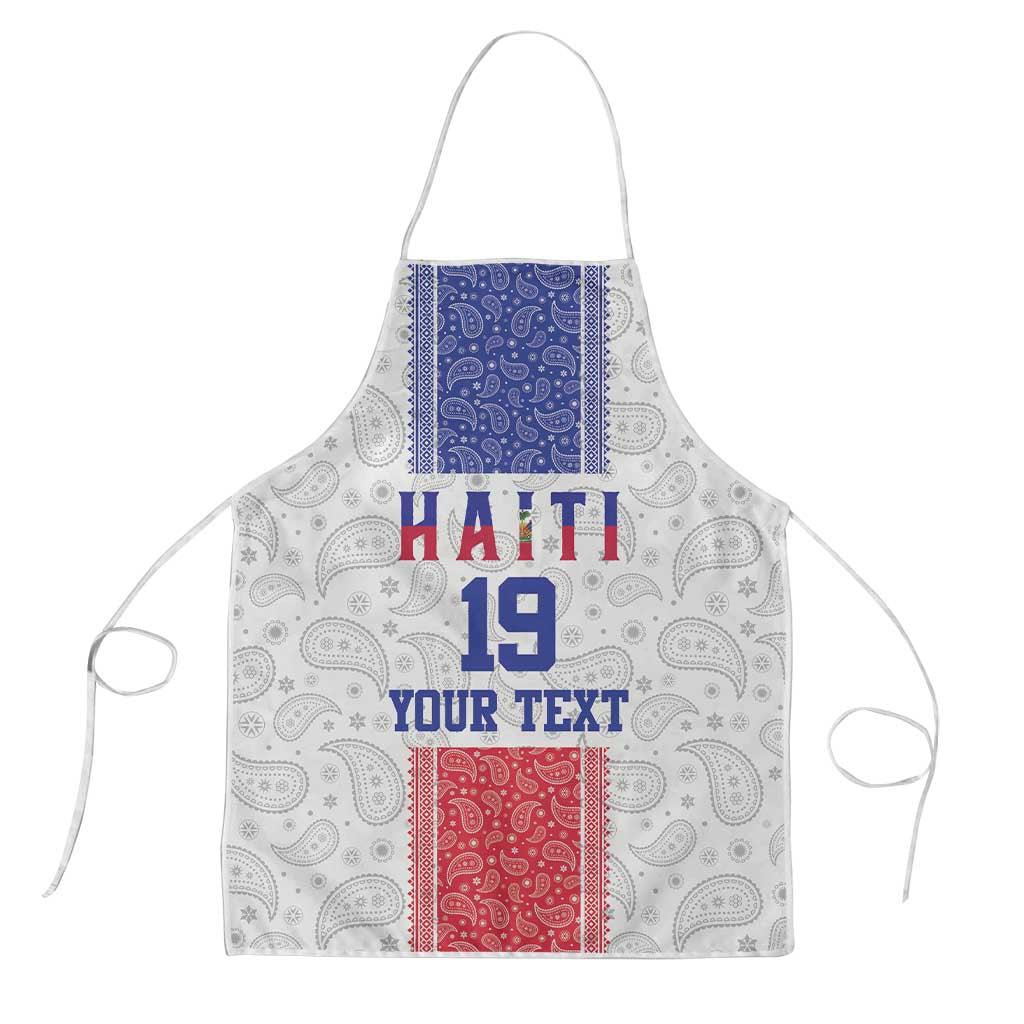 Custom Haiti Football Apron Paisley Flag Pattern Design - Wonder Print Shop