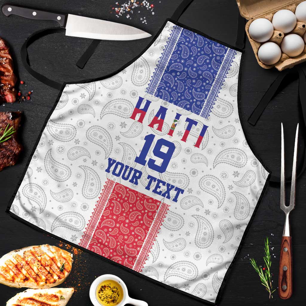 Custom Haiti Football Apron Paisley Flag Pattern Design - Wonder Print Shop