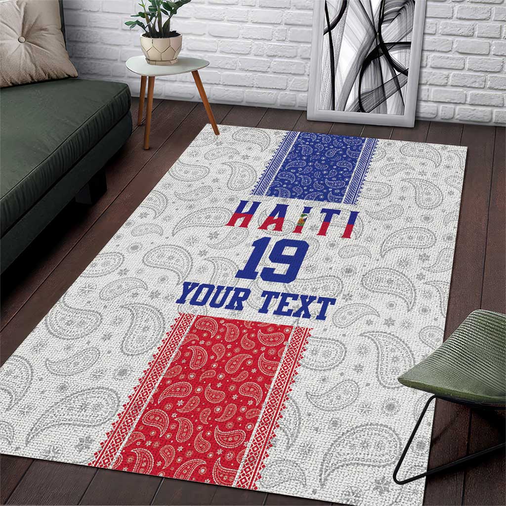 Custom Haiti Football Area Rug Paisley Flag Pattern Design - Wonder Print Shop