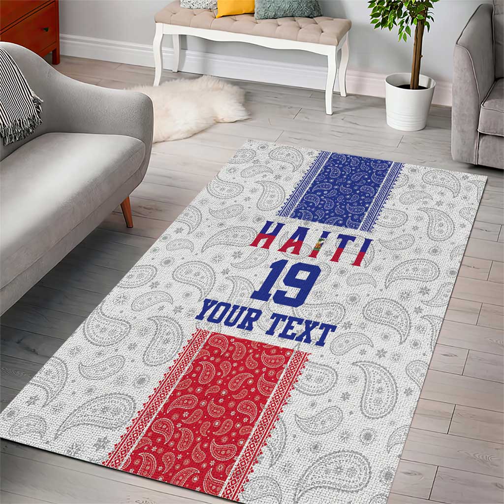 Custom Haiti Football Area Rug Paisley Flag Pattern Design - Wonder Print Shop