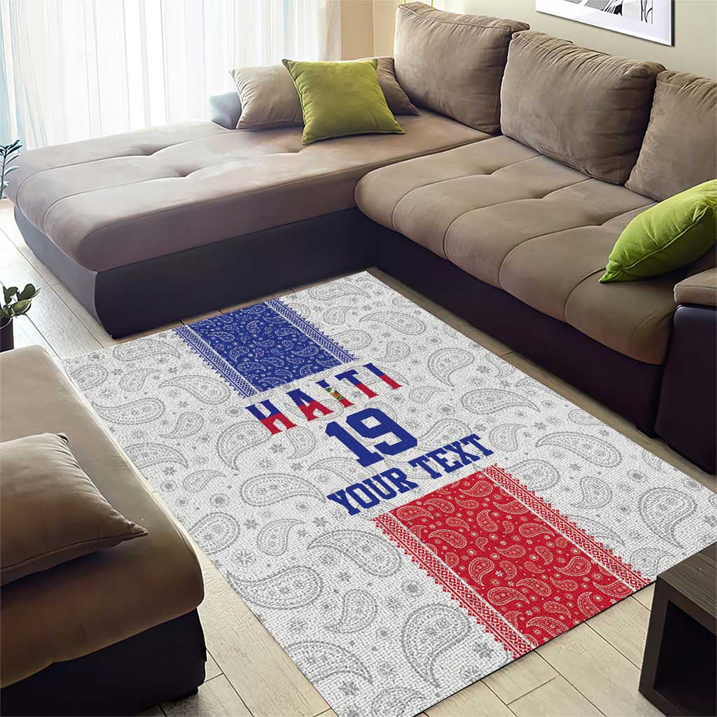 Custom Haiti Football Area Rug Paisley Flag Pattern Design - Wonder Print Shop