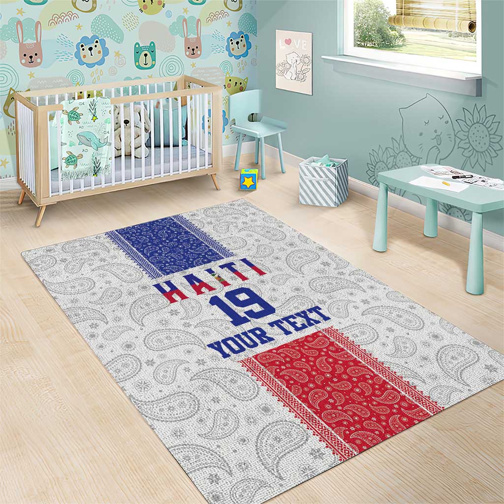 Custom Haiti Football Area Rug Paisley Flag Pattern Design - Wonder Print Shop