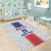 Custom Haiti Football Area Rug Paisley Flag Pattern Design - Wonder Print Shop
